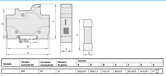 Fusible Cilíndrico CHINT 14x51mm 25A gG/gL 500V – Código 21051525CH
