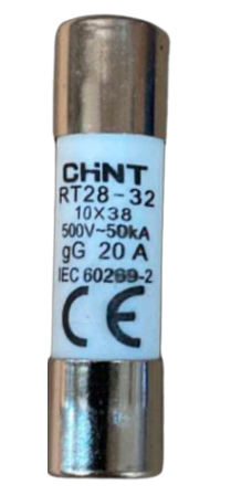 Fusible Cilíndrico CHINT 10x38mm 20A gG/gL 500V – Código 21051320CH