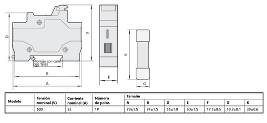 Fusible Cilíndrico CHINT 10x38mm 20A gG/gL 500V – Código 21051320CH
