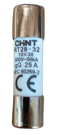Fusible Cilíndrico CHINT 10x38mm 25A gG/gL 500V – Código 21051325CH
