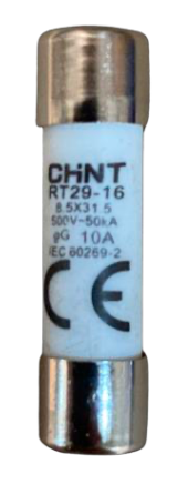 Fusible Cilíndrico CHINT 8.5x31.5mm 10A gG/gL 500V – Código 2109010CH