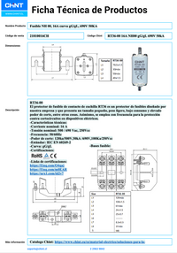 Pack de 3 Fusibles NH00 CHINT RT36‑00 16 A gG/gL 690 V 50 kA – Código 21010016CH
