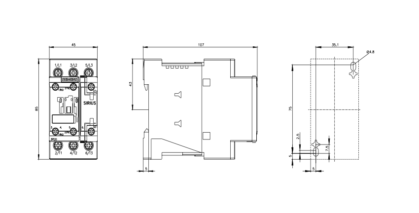 CONTACTOR,AC3:11KW 1NO+1NC DC24V - 3RT2026-1BB40