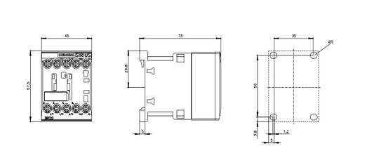 contactor de potencia, AC-3e/AC-3, 9 A, 4 kW/400 V, tripolar, 24 V DC, contactos auxiliares: 1 NA, borne de tornillo, tamaño: S00 - 3RT2016-1BB41-0CC0