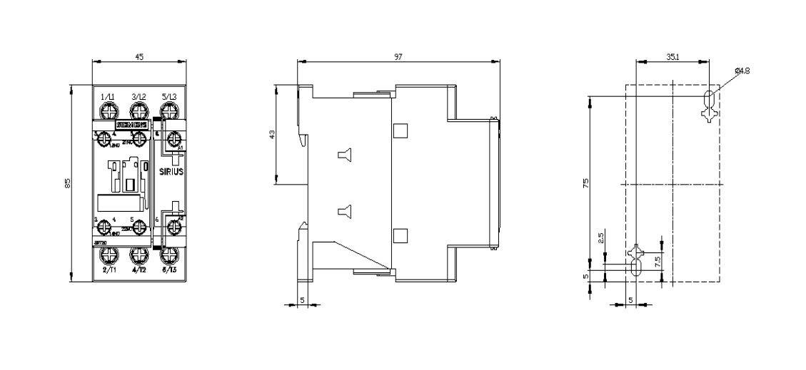 CONTACTOR 12A AC3 110Vac 1NA+1NC S0 - 3RT2024-1AG20