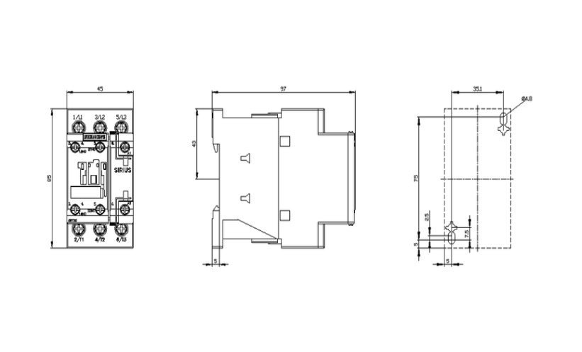CONTACTOR 32A AC3 110Vac 1NA+1NC S0 - 3RT2027-1AG20