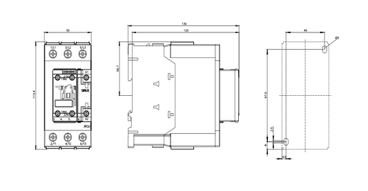 Contactor Siemens 3RT2 de 3 Polos, 1 NA/1 NC, 40 A, bobina 220V ac 220V ac, 18.5 kW - 3RT2035-1AN20