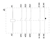 Contactor Siemens 3RT2 de 3 Polos, 1 NA/1 NC, 40 A, bobina 220V ac 220V ac, 18.5 kW - 3RT2035-1AN20