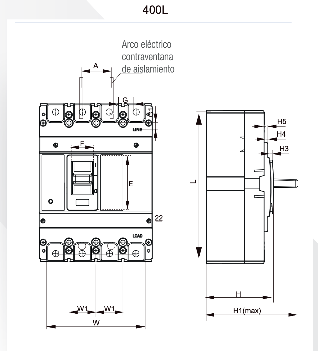 Interruptor caja moldeada fija LEXO 400L 4P 400A 50KA - 5114400