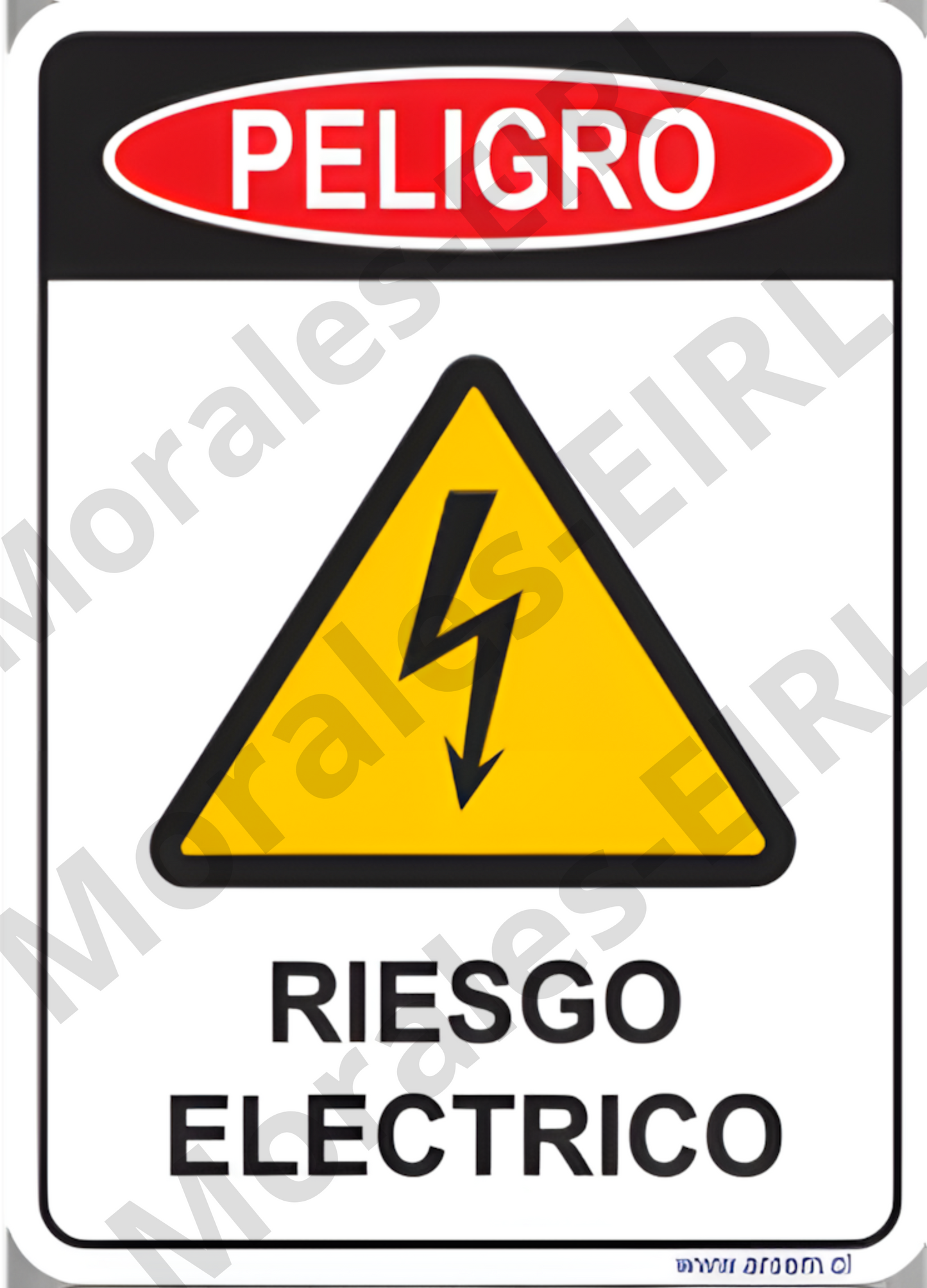 Adhesivo de Seguridad Eléctrica Laminado – [PELIGRO RIESGO ELECTRICO] [75] x [100] mm