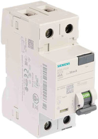 Interruptor Diferencial Siemens, 25A Tipo A, 2 Polos, 30 mA Tipo A SENTRON 5SV3 CCC, EAC, VDE, UKCA, CE - 5SV3312-6