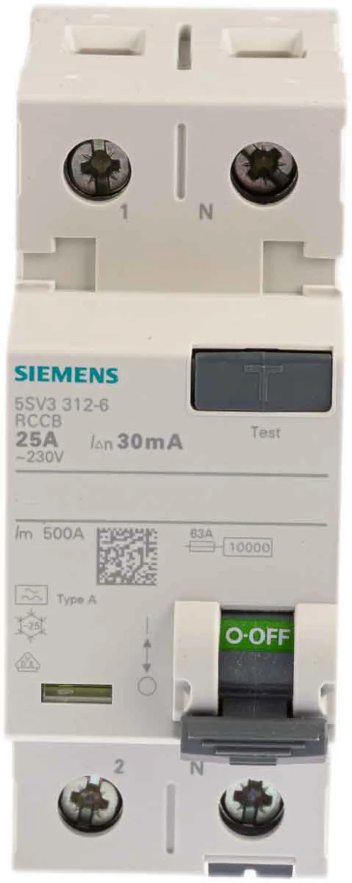 Interruptor Diferencial Siemens, 25A Tipo A, 2 Polos, 30 mA Tipo A SENTRON 5SV3 CCC, EAC, VDE, UKCA, CE - 5SV3312-6