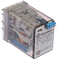 Relé Industrial Finder 55.34.9.024.0040 4PDT 7 A 24 VDC con Indicador Mecánico y Botón de Prueba – Código 55.34.9.024.0040