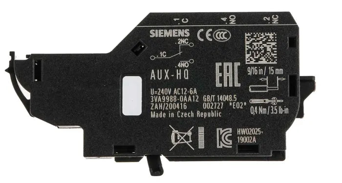 Contacto auxiliar Siemens 2 contactos 3VA Lateral, terminal: Tornillo, 2 NC/4 NA, 250V, 2 A - 3VA9988-0AA12