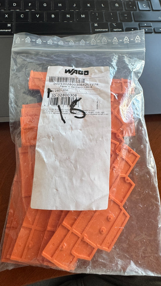 Tapa Final e Intermedia WAGO Naranja 2.5mm Serie 280 – Código 280-306
