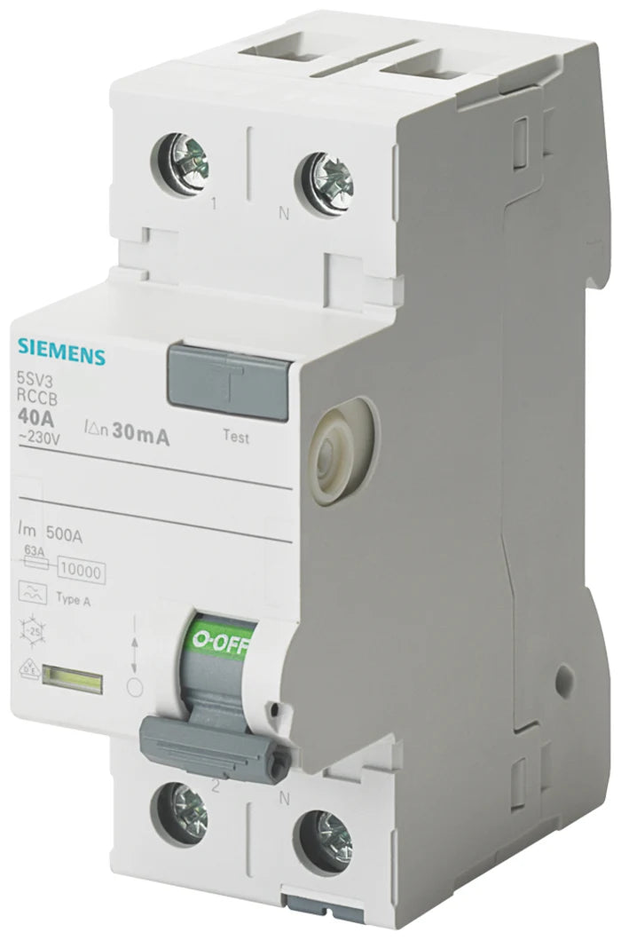 Interruptor Diferencial Siemens, 25A Tipo A, 2 Polos, 30 mA Tipo A SENTRON 5SV3 CCC, EAC, VDE, UKCA, CE - 5SV3312-6