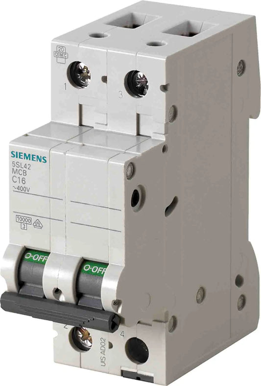 Disyuntor en miniatura Siemens 2 Polos, 4A, Curva Tipo C, Poder de corte 10 kA, SENTRON, 5SL4 400V ac 72 V dc - 5SL4204-7