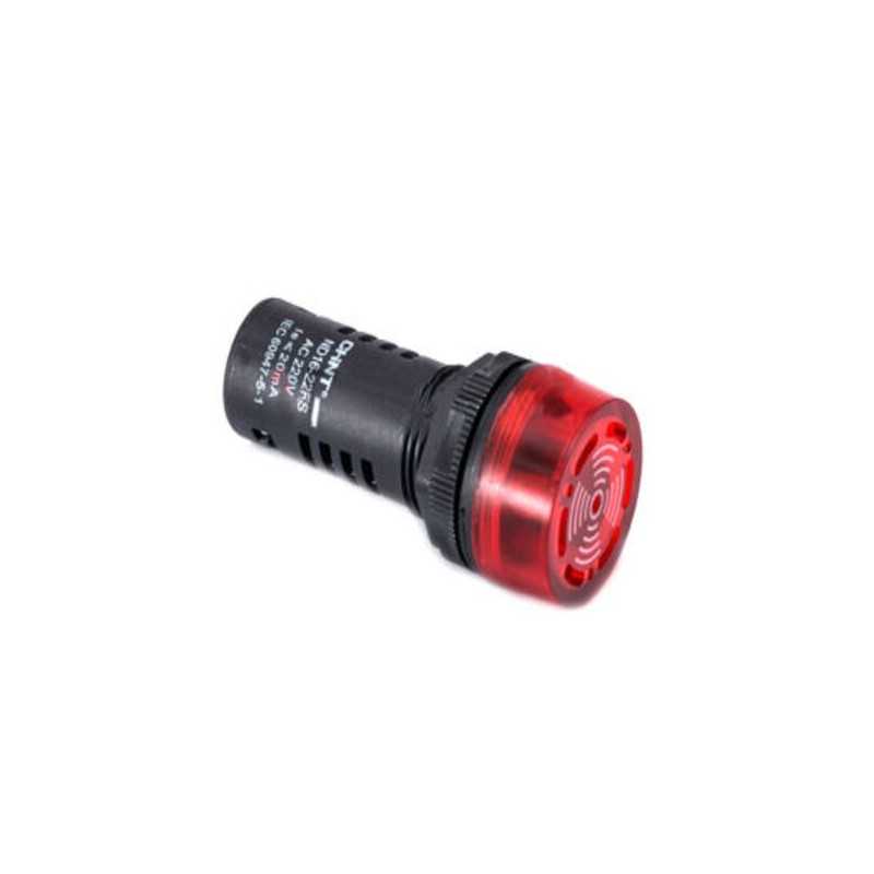 Bocina Luz‑Sonido Continua CHINT ND16‑22LC Ø22 mm 24 VAC/DC Roja – Código 2506058CH