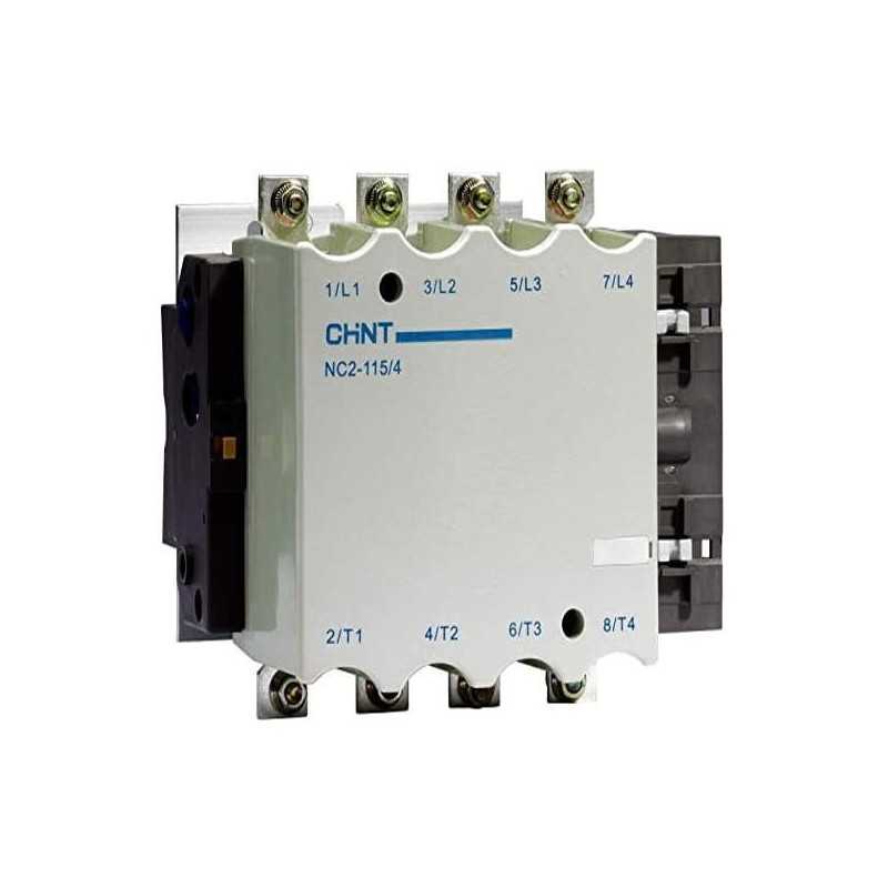 Contactor CHINT NC2-400/4 – 400 A, 4 polos (4NO), 200 kW (AC-3/380 V), bobina 220 V AC