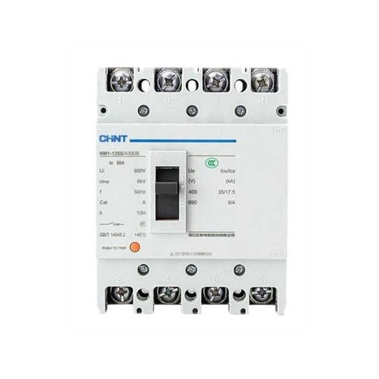 Interruptor MCCB CHINT NM1‑125H/4300 4 P 125 A 690 V 50 kA – Código 0721442212CH