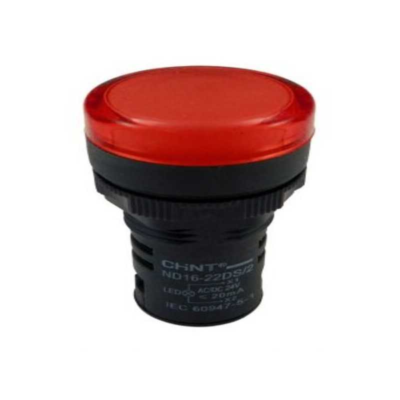 Piloto compacto CHINT ND16‑22DS/2 24 V AC/DC IP65 Ø22 mm – Código 2502022CH
